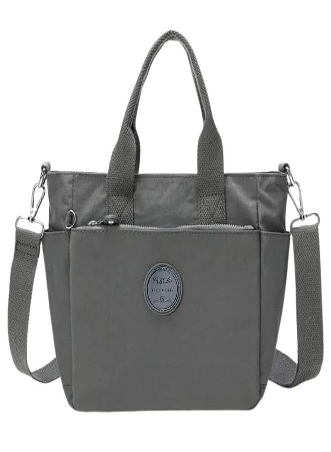 موكا حقيبة كتف نسائية من النايلون المقاوم للماء من MOCA - حقيبة كتف خفيفة الوزن ومتينة وأنيقة للمراهقات والنساء، مناسبة للعمل والسفر والاستخدام اليومي (رمادي فاتح) - Image 1